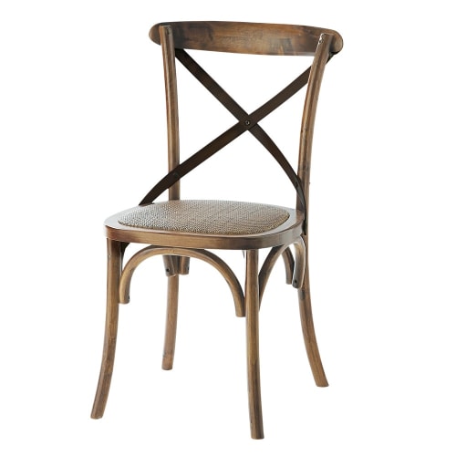 Meubles Chaises | Chaise bistrot en rotin et chêne - YC95513