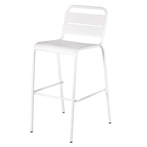 Chaise de bar de jardin en métal blanc Batignolles Maisons du Monde