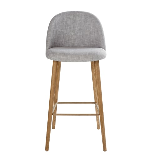 Chaise de bar vintage gris clair chiné et frêne | Maisons du Monde Chaise de bar vintage gris clair chiné et frêne | Maisons du Monde