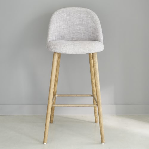 Chaise de bar vintage gris clair chiné et frêne | Maisons du Monde Chaise de bar vintage gris clair chiné et frêne | Maisons du Monde