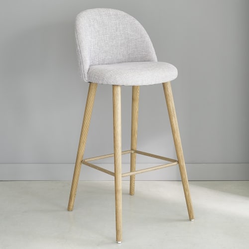 Chaise de bar vintage gris clair chiné et frêne | Maisons du Monde Chaise de bar vintage gris clair chiné et frêne | Maisons du Monde