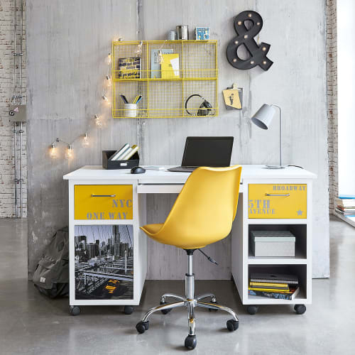 Chaise De Bureau A Roulettes Jaune Bristol Maisons Du Monde