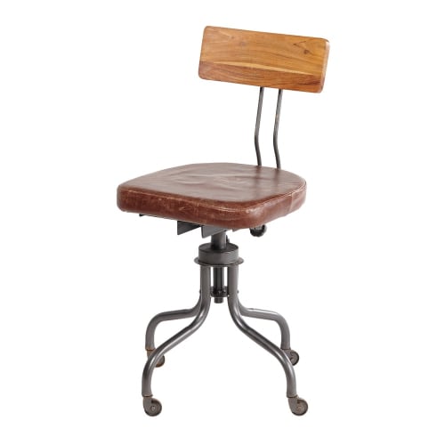 Chaise de bureau indus en cuir