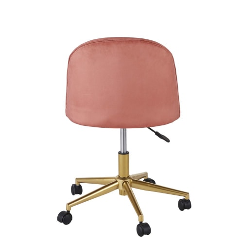 Chaise De Bureau Vintage A Roulettes En Velours Terracotta Mauricette Maisons Du Monde