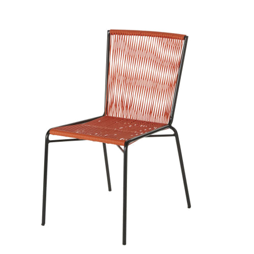 Chaise de jardin en résine orange et métal noir | Maisons du Monde Chaise de jardin en résine orange et métal noir | Maisons du Monde