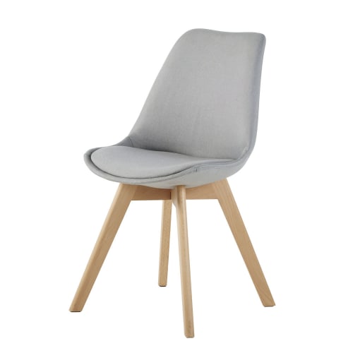 Meubles Chaises | Chaise en tissu gris clair et hêtre - AH13972