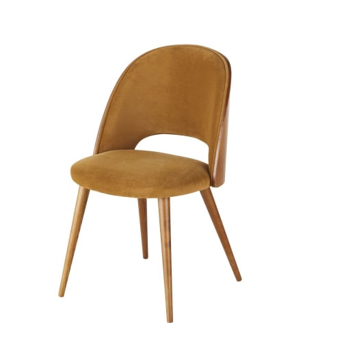 Meubles Chaises | Chaise en velours marron chamois - RX97690
