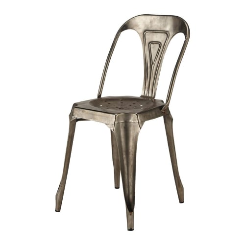 Chaise indus en métal grise