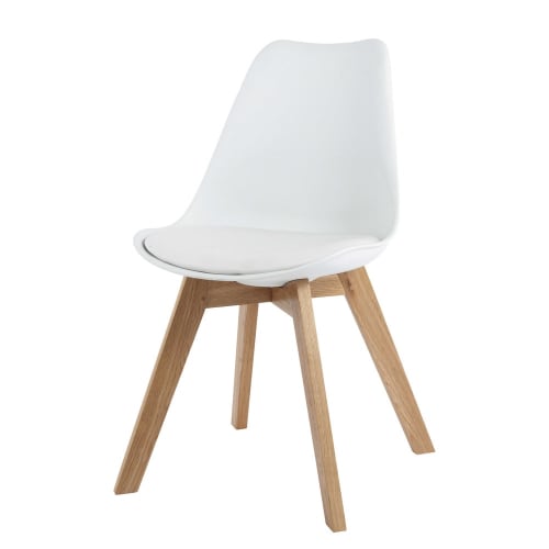 Chaise Style Scandinave Blanche Et Chene Massif Ice Maisons Du Monde