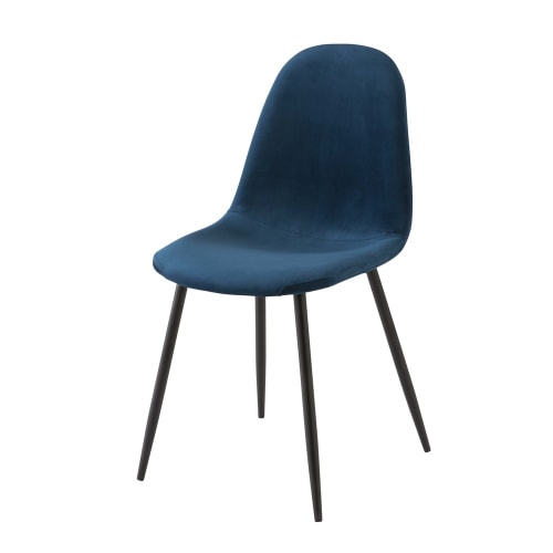 Meubles Chaises | Chaise style scandinave en velours bleu - RD42768