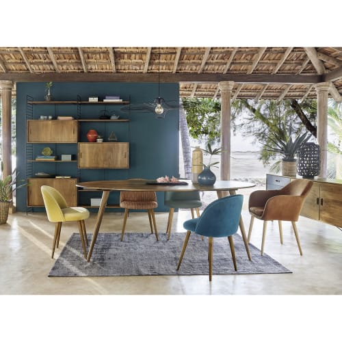 Chaise Vintage Verte Et Bouleau Massif Mauricette Maisons Du Monde
