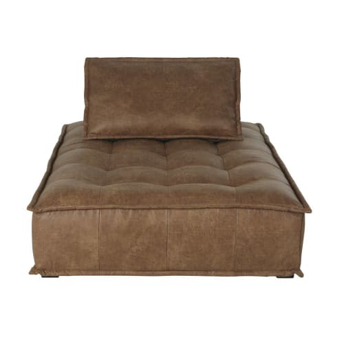 Chaiselongue für ein modulares Sofa aus karamellfarbenem beschichtetem Stoff