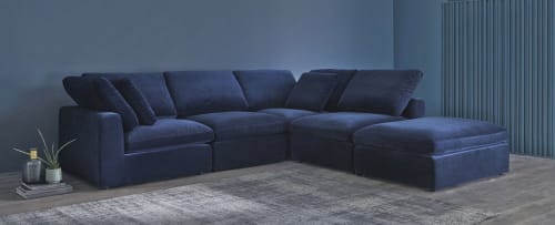 Canapés et fauteuils Canapés modulables | Chauffeuse pour canapé modulable en velours bleu nuit - AW67558