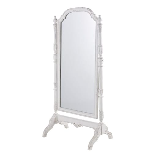 Cheval Mirror In White Mango Wood With Mouldings 83x169 Margaux