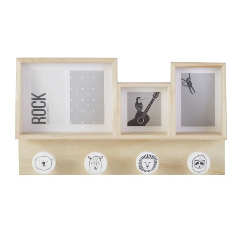 4 Hook Coat Rack With Picture Frames, White Coat Rack With Shelf Childrens