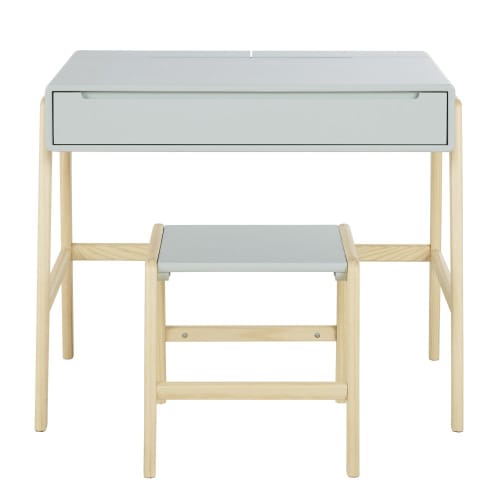 Children's desk and stool light green and pine