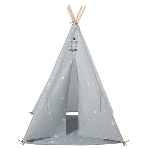 Children's Grey Tipi with White Star Print and Mat