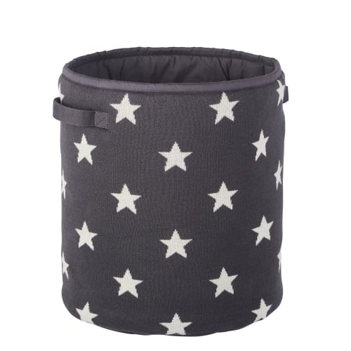 Kids Children's storage boxes and baskets | Children's laundry bag in black cotton with white star print - ZG93788