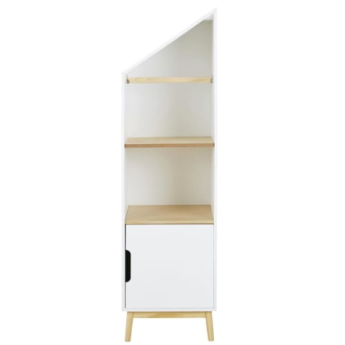 Children's modular house bookcase with 1 white door, right side piece