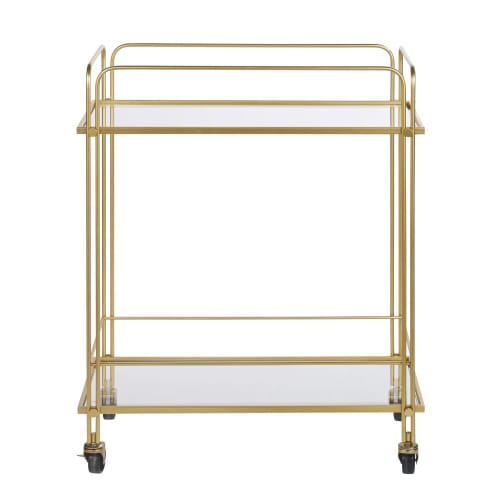 Clear glass and gold metal kitchen trolley