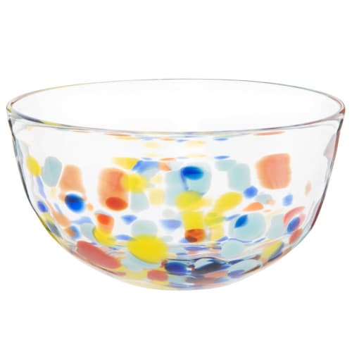Clear glass cup with multicoloured polka-dot print - Set of 2