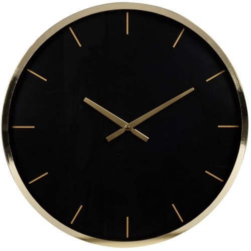 Decor Clocks | Clock in black and gold metal and glass D45cm - OM33173