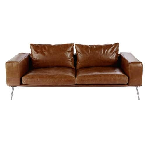 Cognac Vintage 3 Seater Leather Sofa