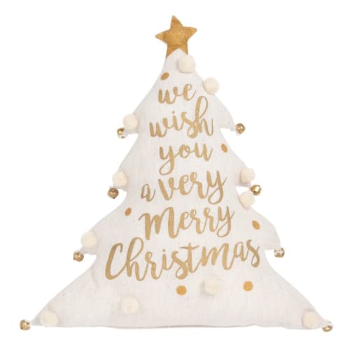 partícipe Sensible pluma Cojín con árbol de Navidad en marfil y cascabeles 33x40 | Maisons du Monde