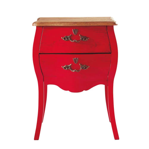 Comodini Maison Du Monde.Comodino Rosso In Quercia Con Cassetti L 45 Cm Haute Couture Maisons Du Monde