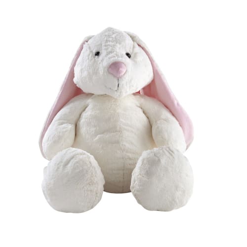 Conejo de peluche blanco y rosa