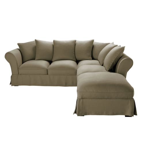 Copridivano Effetto lino taupe per divano - A 3 posti – Esterno