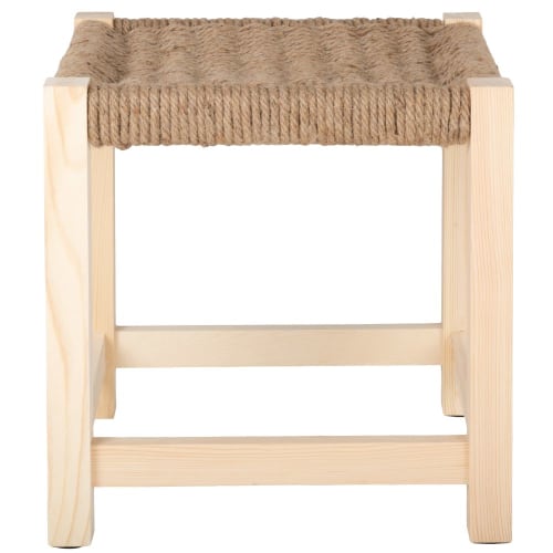 Möbel Hocker und Sitzhocker | Cordhocker aus geflochtener Pflanzenfaser und Pappelholz - PH80456