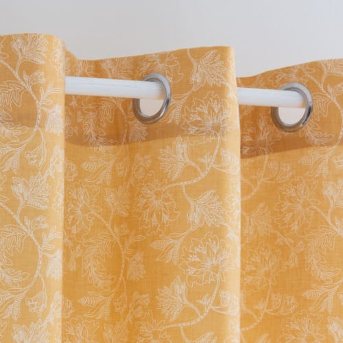 Cortina amarilla con motivos de flores por unidad 140x250 ...
