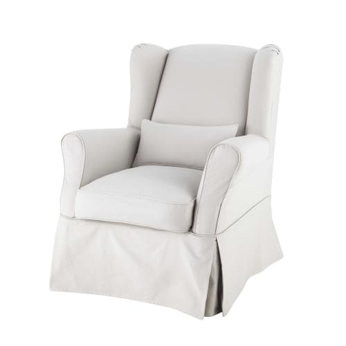 Cotton armchair cover in light grey