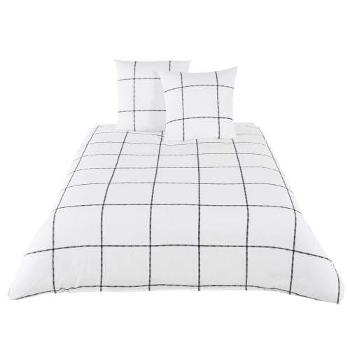 Cotton Bed Linen With Black And White Check Print 220x240 Barber