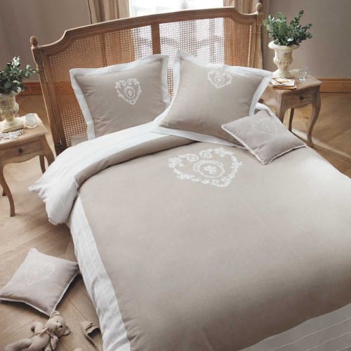 Cotton Bedding Set In Beige 220 X 240cm, Meryl Cotton Percale Duvet Cover Set