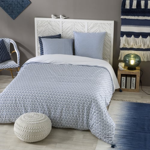 Cotton Bedding Set With Blue Motifs 240x260 Indigo Maisons Du Monde