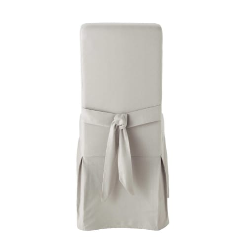 Cotton chair cover with bow in light grey