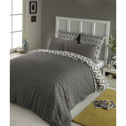 Cotton King Size Bedding Set In Grey 220 X 240cm Maloni Maisons