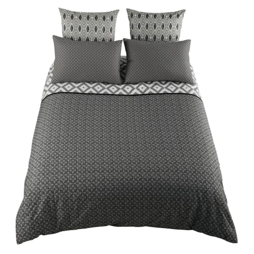 Cotton King Size Bedding Set In Grey 220 X 240cm Maloni Maisons