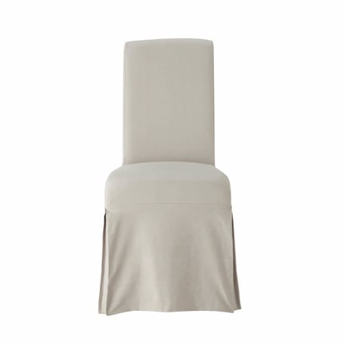 Cotton Long Chair Cover In Light Grey, Light Grey Chair Covers