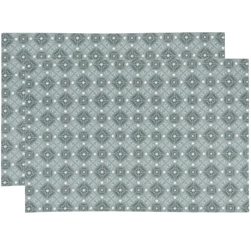 Soft furnishings and rugs Placemats | Cotton placemats with blue and ecru mosaic print 33x48cm (x2) - BO23173