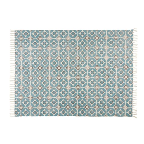 Business beds and bed linen | cotton rug with blue cement tile motifs 160 x 230 cm - VV11718