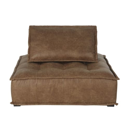 Couchsessel für ein modulares Sofa aus karamellfarbenem beschichtetem Stoff