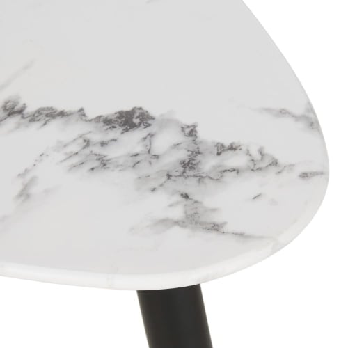 Möbel Couchtische | Couchtisch aus Glas mit weißer Marmoroptik und messingfarbenem und schwarzem Metall - EL63642