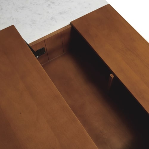 Möbel Couchtische | Couchtisch, hochklappbare Platte, massives Mangoholz und weißer Marmor - ZB25612