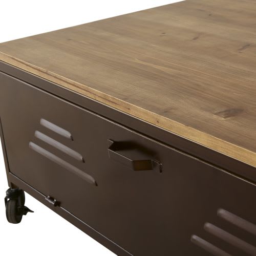 Couchtisch mit Rollen aus Metall und Tannenholz Wayne | Maisons du Monde