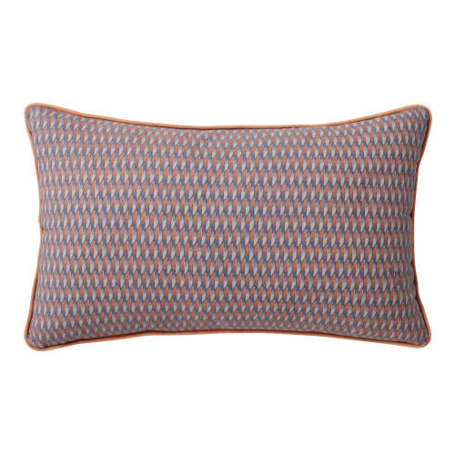 Coussin En Coton Bleu Motifs Brodes Orange 30x50 Lison Maisons Du Monde