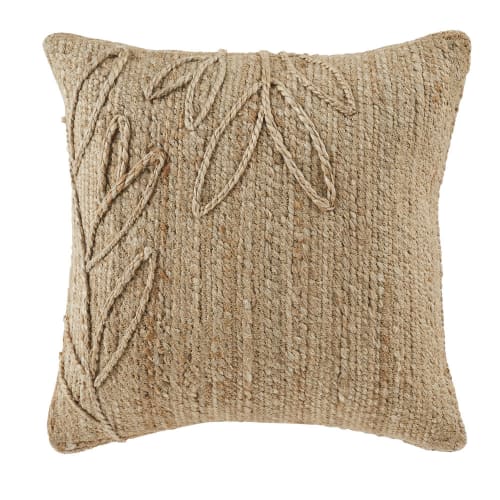 Coussin en jute et macramé beige avec pompons 30x50 BETHANIA