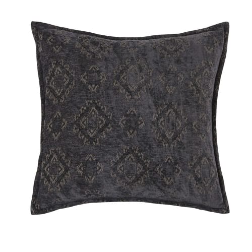 Coussin Tisse Jacquard Bleu Nuit A Motifs 45x45 Manuel Maisons Du Monde